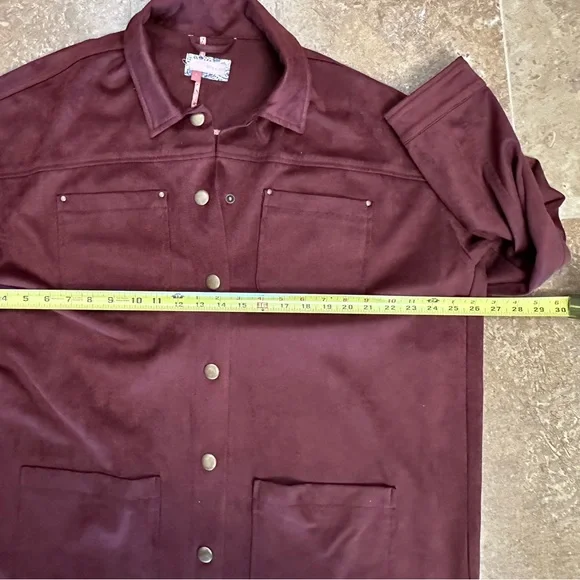 Oversized a Anthropology Pilot sz SM duster in rose faux suede soft cozy snaps - Picture 7 of 8